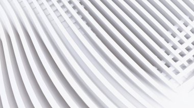 Soyut Eğri Şekiller. Beyaz Dairesel Arkaplan. Soyut arkaplan. 3d illüstrasyon