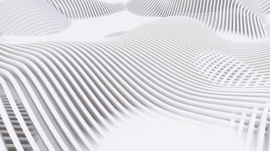 Soyut Eğri Şekiller. Beyaz Dairesel Arkaplan. Soyut arkaplan. 3d illüstrasyon