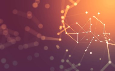 3d soyut arkaplan. Çokgen şekilli molekül teknolojisi, noktaları ve çizgileri birleştiriyor. Bağlantı yapısı. Büyük veri görselleştirmesi. 3d arkaplan.