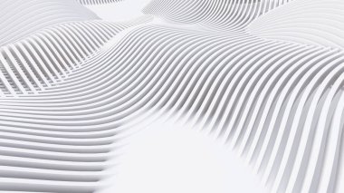 Soyut Eğri Şekiller. Beyaz Dairesel Arkaplan. Soyut arkaplan. 3d illüstrasyon