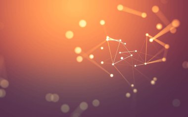 3d soyut arkaplan. Çokgen şekilli molekül teknolojisi, noktaları ve çizgileri birleştiriyor. Bağlantı yapısı. Büyük veri görselleştirmesi. 3d arkaplan.