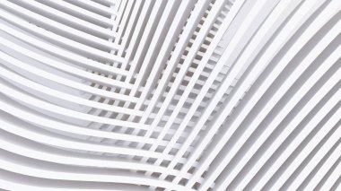 Soyut Eğri Şekiller. Beyaz Dairesel Arkaplan. Soyut arkaplan. 3d illüstrasyon