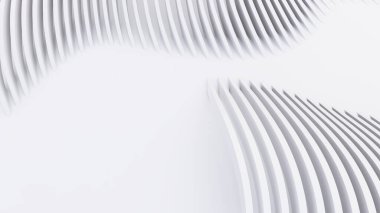 Soyut Eğri Şekiller. Beyaz Dairesel Arkaplan. Soyut arkaplan. 3d illüstrasyon