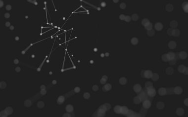 3d soyut arkaplan. Çokgen şekilli molekül teknolojisi, noktaları ve çizgileri birleştiriyor. Bağlantı yapısı. Büyük veri görselleştirmesi. 3d arkaplan. 