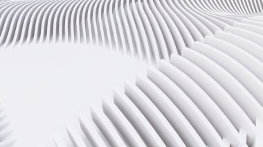 Soyut Eğri Şekiller. Beyaz Dairesel Arkaplan. Soyut arkaplan. 3d illüstrasyon
