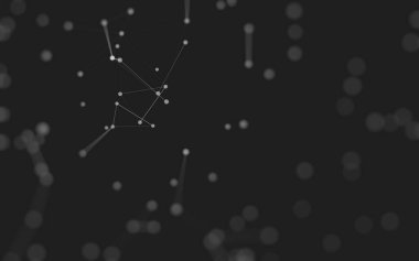 3d soyut arkaplan. Çokgen şekilli molekül teknolojisi, noktaları ve çizgileri birleştiriyor. Bağlantı yapısı. Büyük veri görselleştirmesi. 3d arkaplan. 