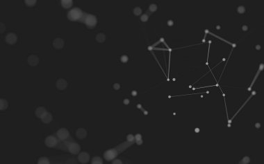 3d soyut arkaplan. Çokgen şekilli molekül teknolojisi, noktaları ve çizgileri birleştiriyor. Bağlantı yapısı. Büyük veri görselleştirmesi. 3d arkaplan. 