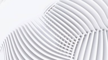 Soyut Eğri Şekiller. Beyaz Dairesel Arkaplan. Soyut arkaplan. 3d illüstrasyon