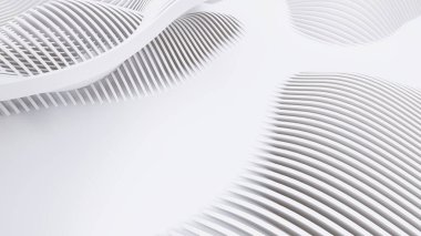 Soyut Eğri Şekiller. Beyaz Dairesel Arkaplan. Soyut arkaplan. 3d illüstrasyon