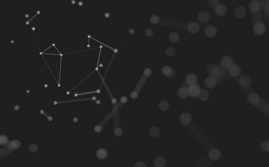 3d soyut arkaplan. Çokgen şekilli molekül teknolojisi, noktaları ve çizgileri birleştiriyor. Bağlantı yapısı. Büyük veri görselleştirmesi. 3d arkaplan. 