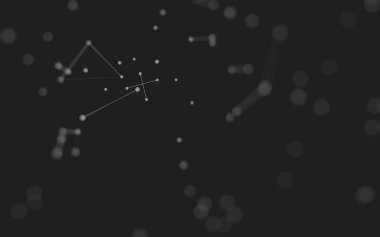 3d soyut arkaplan. Çokgen şekilli molekül teknolojisi, noktaları ve çizgileri birleştiriyor. Bağlantı yapısı. Büyük veri görselleştirmesi. 3d arkaplan. 