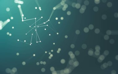 3d soyut arkaplan. Çokgen şekilli molekül teknolojisi, noktaları ve çizgileri birleştiriyor. Bağlantı yapısı. Büyük veri görselleştirmesi. 3d arkaplan.