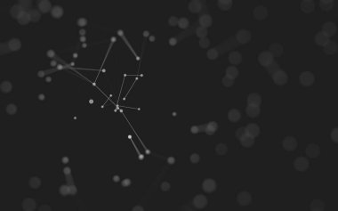 3d soyut arkaplan. Çokgen şekilli molekül teknolojisi, noktaları ve çizgileri birleştiriyor. Bağlantı yapısı. Büyük veri görselleştirmesi. 3d arkaplan. 