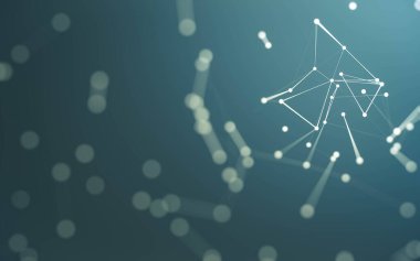 3d soyut arkaplan. Çokgen şekilli molekül teknolojisi, noktaları ve çizgileri birleştiriyor. Bağlantı yapısı. Büyük veri görselleştirmesi. 3d arkaplan.