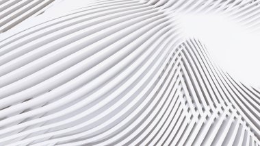 Soyut Eğri Şekiller. Beyaz Dairesel Arkaplan. Soyut arkaplan. 3d illüstrasyon