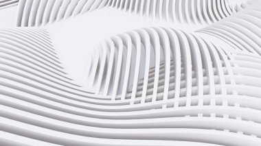 Soyut Eğri Şekiller. Beyaz Dairesel Arkaplan. Soyut arkaplan. 3d illüstrasyon