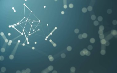 3d soyut arkaplan. Çokgen şekilli molekül teknolojisi, noktaları ve çizgileri birleştiriyor. Bağlantı yapısı. Büyük veri görselleştirmesi. 3d arkaplan.