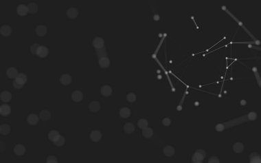 3d soyut arkaplan. Çokgen şekilli molekül teknolojisi, noktaları ve çizgileri birleştiriyor. Bağlantı yapısı. Büyük veri görselleştirmesi. 3d arkaplan. 