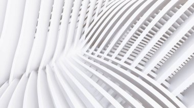 Soyut Eğri Şekiller. Beyaz Dairesel Arkaplan. Soyut arkaplan. 3d illüstrasyon