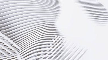 Soyut Eğri Şekiller. Beyaz Dairesel Arkaplan. Soyut arkaplan. 3d illüstrasyon