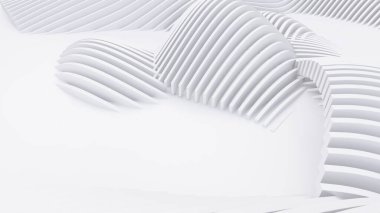 Soyut Eğri Şekiller. Beyaz Dairesel Arkaplan. Soyut arkaplan. 3d illüstrasyon