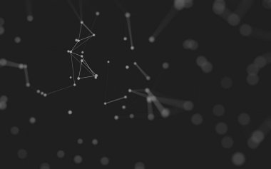 3d soyut arkaplan. Çokgen şekilli molekül teknolojisi, noktaları ve çizgileri birleştiriyor. Bağlantı yapısı. Büyük veri görselleştirmesi. 3d arkaplan. 