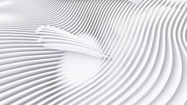 Soyut Eğri Şekiller. Beyaz Dairesel Arkaplan. Soyut arkaplan. 3d illüstrasyon