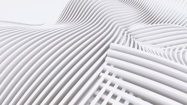 Soyut Eğri Şekiller. Beyaz Dairesel Arkaplan. Soyut arkaplan. 3d illüstrasyon