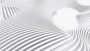 Soyut Eğri Şekiller. Beyaz Dairesel Arkaplan. Soyut arkaplan. 3d illüstrasyon