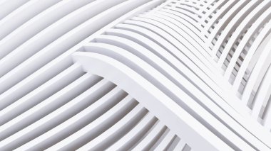 Soyut Eğri Şekiller. Beyaz Dairesel Arkaplan. Soyut arkaplan. 3d illüstrasyon