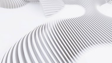 Soyut Eğri Şekiller. Beyaz Dairesel Arkaplan. Soyut arkaplan. 3d illüstrasyon