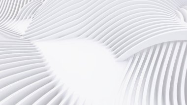 Soyut Eğri Şekiller. Beyaz Dairesel Arkaplan. Soyut arkaplan. 3d illüstrasyon