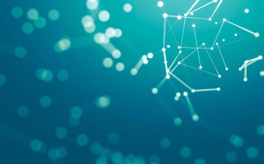 3d soyut arkaplan. Çokgen şekilli molekül teknolojisi, noktaları ve çizgileri birleştiriyor. Bağlantı yapısı. Büyük veri görselleştirmesi. 3d arkaplan. 