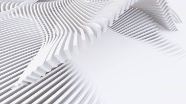 Soyut Eğri Şekiller. Beyaz Dairesel Arkaplan. Soyut arkaplan. 3d illüstrasyon