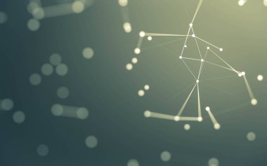 3d soyut arkaplan. Çokgen şekilli molekül teknolojisi, noktaları ve çizgileri birleştiriyor. Bağlantı yapısı. Büyük veri görselleştirmesi. 3d arkaplan.