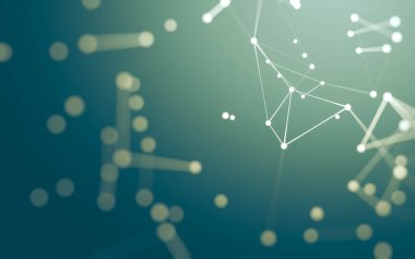 3d soyut arkaplan. Çokgen şekilli molekül teknolojisi, noktaları ve çizgileri birleştiriyor. Bağlantı yapısı. Büyük veri görselleştirmesi. 3d arkaplan.