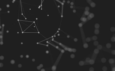 3d soyut arkaplan. Çokgen şekilli molekül teknolojisi, noktaları ve çizgileri birleştiriyor. Bağlantı yapısı. Büyük veri görselleştirmesi. 3d arkaplan. 