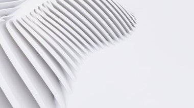 Soyut Eğri Şekiller. Beyaz Dairesel Arkaplan. Soyut arkaplan. 3d illüstrasyon