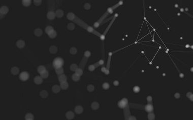 3d soyut arkaplan. Çokgen şekilli molekül teknolojisi, noktaları ve çizgileri birleştiriyor. Bağlantı yapısı. Büyük veri görselleştirmesi. 3d arkaplan. 