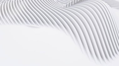 Soyut Eğri Şekiller. Beyaz Dairesel Arkaplan. Soyut arkaplan. 3d illüstrasyon