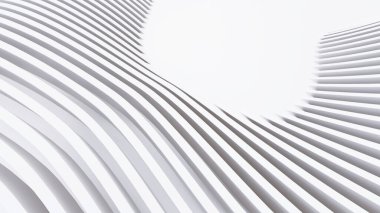 Soyut Eğri Şekiller. Beyaz Dairesel Arkaplan. Soyut arkaplan. 3d illüstrasyon