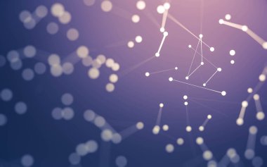 3d soyut arkaplan. Çokgen şekilli molekül teknolojisi, noktaları ve çizgileri birleştiriyor. Bağlantı yapısı. Büyük veri görselleştirmesi. 3d arkaplan.