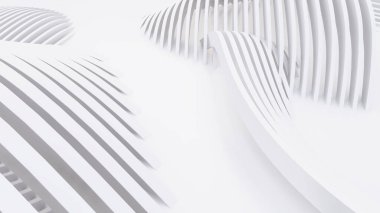 Soyut Eğri Şekiller. Beyaz Dairesel Arkaplan. Soyut arkaplan. 3d illüstrasyon