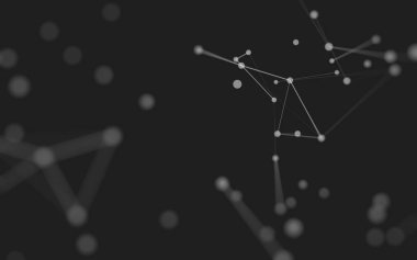 3d soyut arkaplan. Çokgen şekilli molekül teknolojisi, noktaları ve çizgileri birleştiriyor. Bağlantı yapısı. Büyük veri görselleştirmesi. 3d arkaplan. 