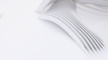 Soyut Eğri Şekiller. Beyaz Dairesel Arkaplan. Soyut arkaplan. 3d illüstrasyon