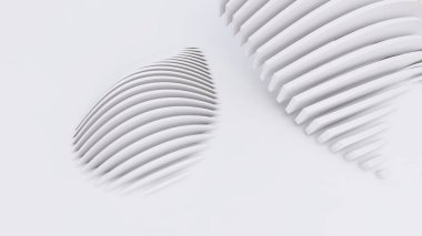 Soyut Eğri Şekiller. Beyaz Dairesel Arkaplan. Soyut arkaplan. 3d illüstrasyon