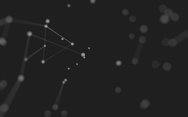 3d soyut arkaplan. Çokgen şekilli molekül teknolojisi, noktaları ve çizgileri birleştiriyor. Bağlantı yapısı. Büyük veri görselleştirmesi. 3d arkaplan. 