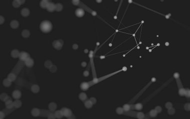 3d soyut arkaplan. Çokgen şekilli molekül teknolojisi, noktaları ve çizgileri birleştiriyor. Bağlantı yapısı. Büyük veri görselleştirmesi. 3d arkaplan. 