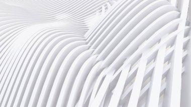 Soyut Eğri Şekiller. Beyaz Dairesel Arkaplan. Soyut arkaplan. 3d illüstrasyon