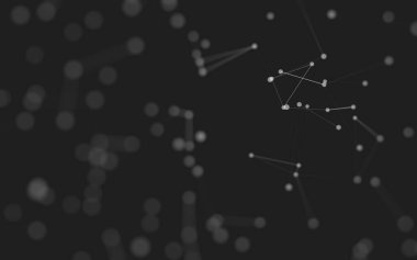 3d soyut arkaplan. Çokgen şekilli molekül teknolojisi, noktaları ve çizgileri birleştiriyor. Bağlantı yapısı. Büyük veri görselleştirmesi. 3d arkaplan. 